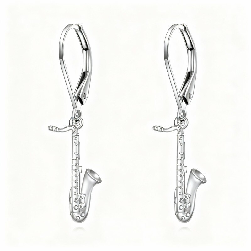 Pendientes colgantes de botas de Texas en oro blanco de 9 quilates-1