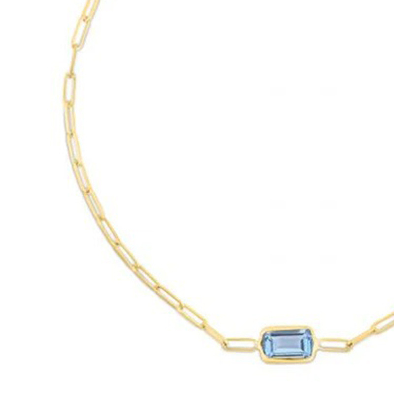 Platinum with White Gold Plated Topaz Paperclip Bracelet-3