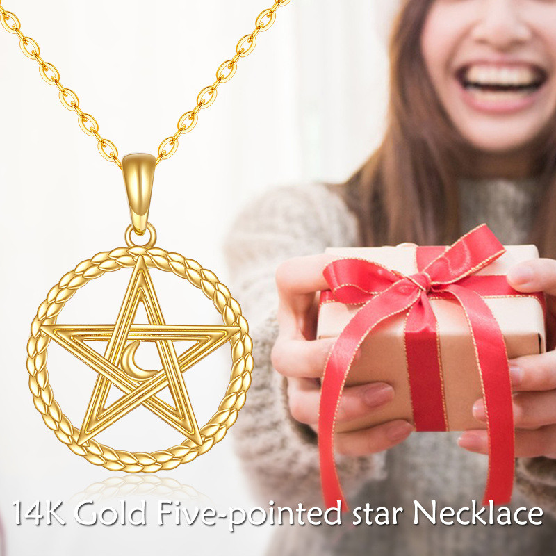 Collar de oro de 9 quilates con árbol de la vida, nudo celta y luna para mujer-6