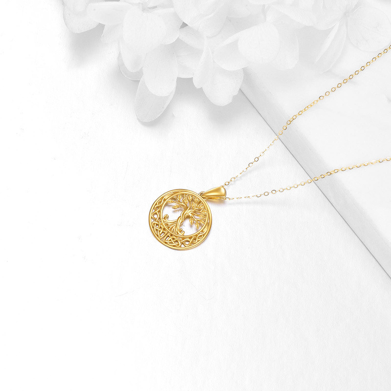 10K Gold Tree Of Life & Celtic Knot Pendant Necklace-4