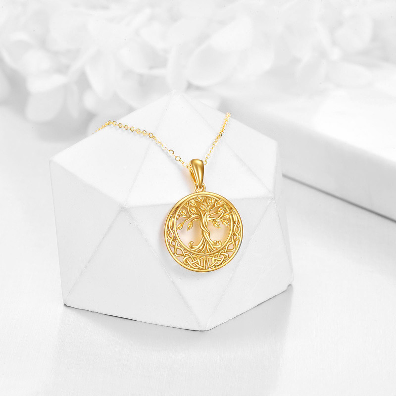 10K Gold Tree Of Life & Celtic Knot Pendant Necklace-5