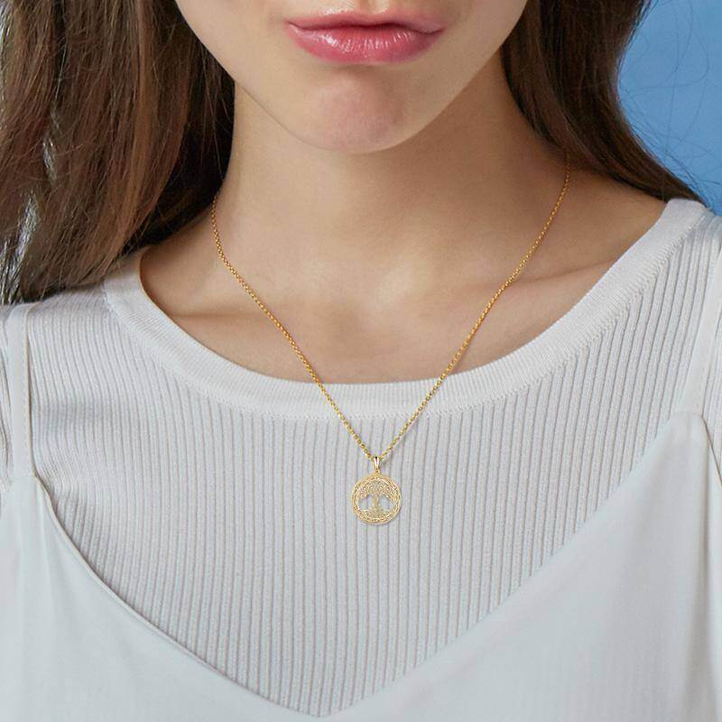Collar con colgante de árbol de la vida y nudo celta en oro blanco de 14 quilates-2