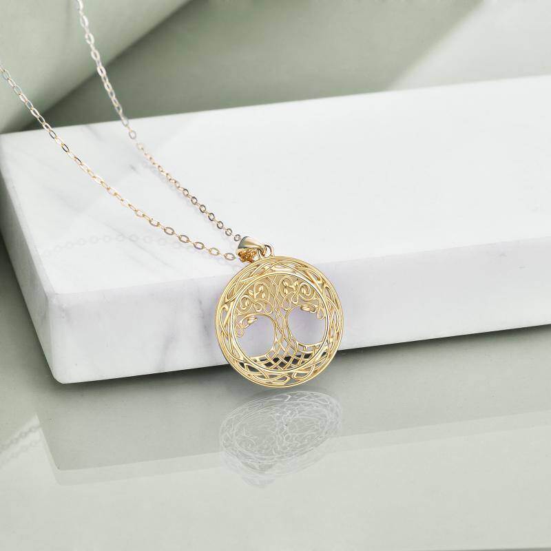 Collar con colgante de árbol de la vida y nudo celta en oro blanco de 14 quilates-4