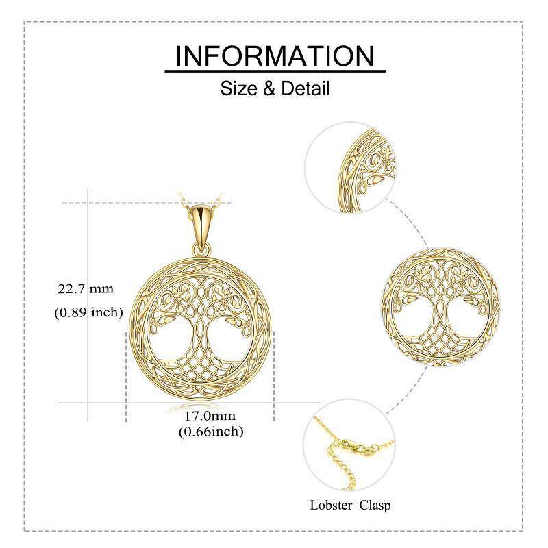 Collar con colgante de árbol de la vida y nudo celta en oro blanco de 14 quilates-6