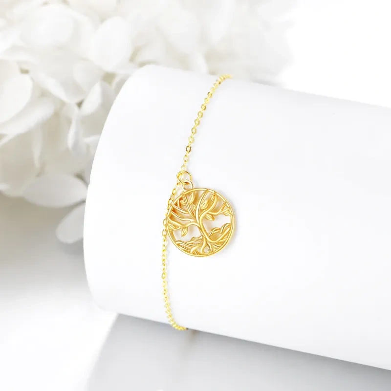 Pulsera con dije del Árbol de la Vida en oro de 18 quilates-3