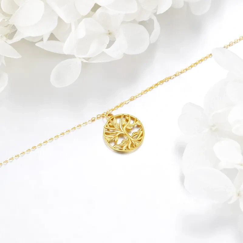Pulsera con dije del Árbol de la Vida en oro de 18 quilates-4