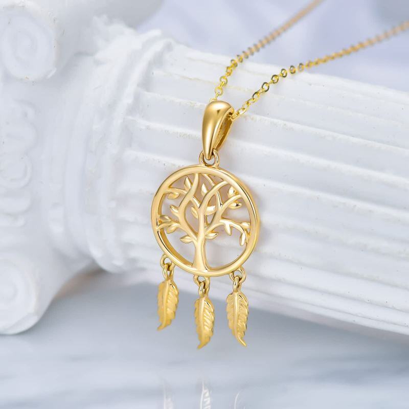 Collier pendentif Arbre de Vie et attrape-rêves en or 9 carats-3