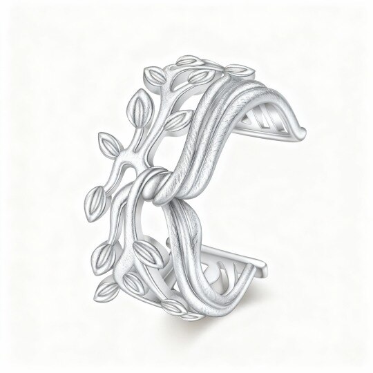 Boucles d'oreilles créoles Arbre de Vie en or blanc 10 carats