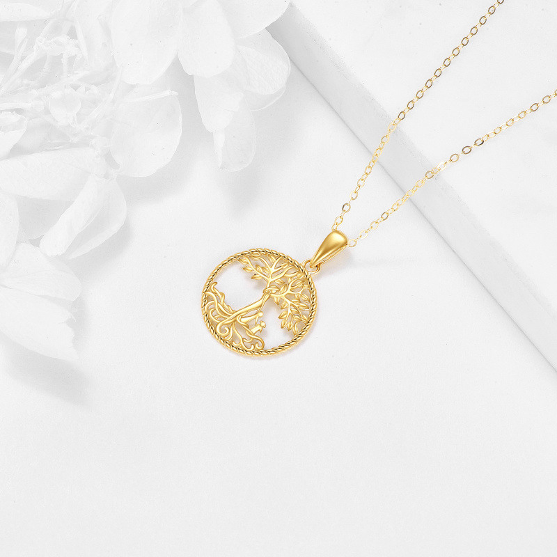 Collier pendentif Arbre de Vie en or 18 carats, symbole de la mère et des enfants, pour maman-4