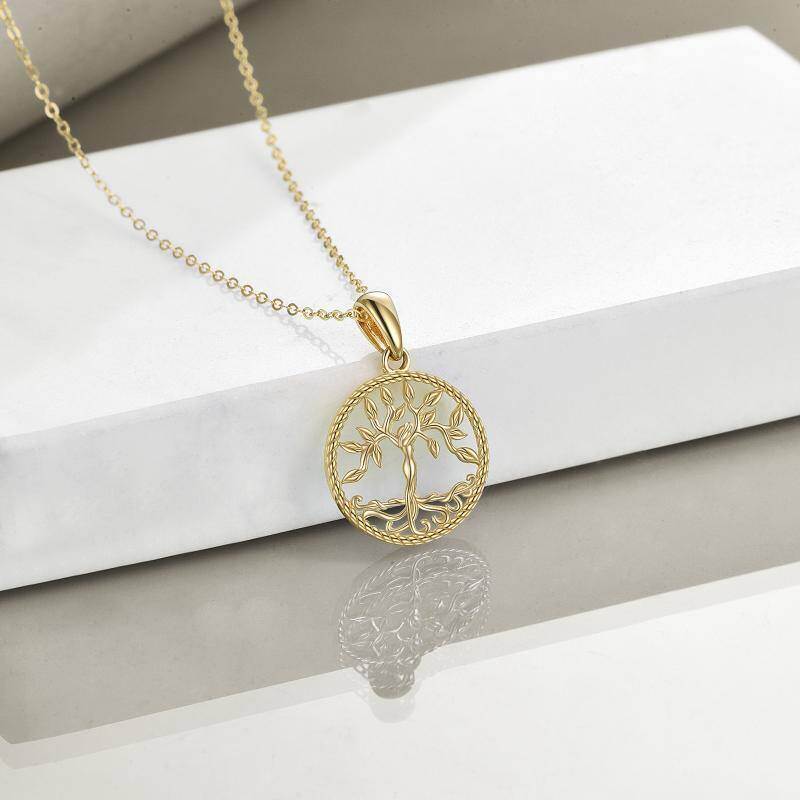 Platinum with White Gold Plated Tree Of Life Pendant Necklace-3