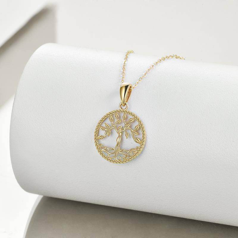 Platinum with White Gold Plated Tree Of Life Pendant Necklace-4