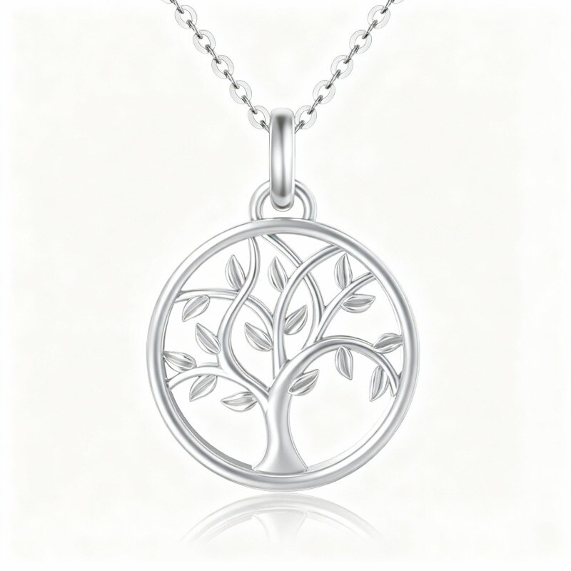 Collar con colgante del Árbol de la Vida en oro blanco de 18 quilates-1