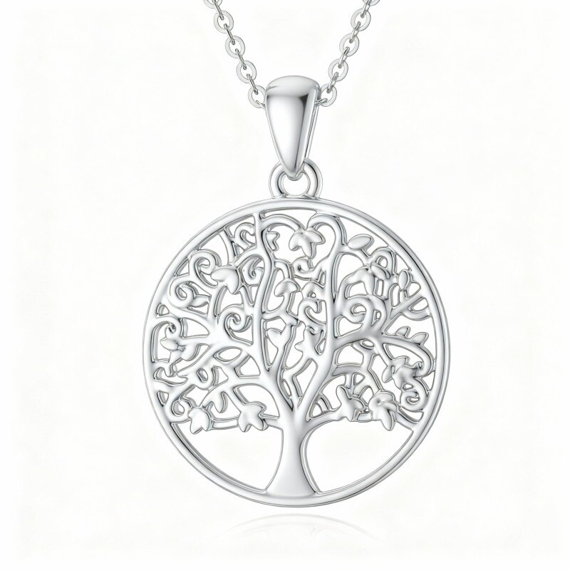 Colar com Pendente Árvore da Vida em Ouro Branco 18K-1