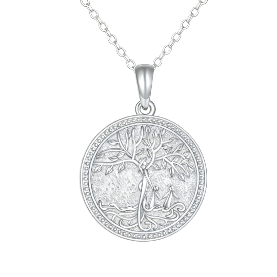 Collar con colgante del Árbol de la Vida en oro blanco de 10 quilates