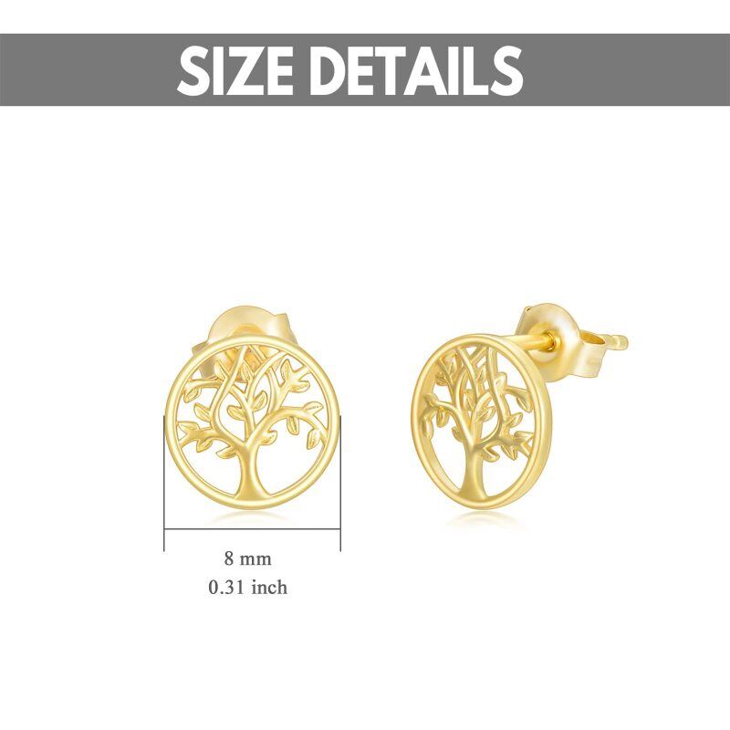 18K Gold Tree Of Life Stud Earrings-5