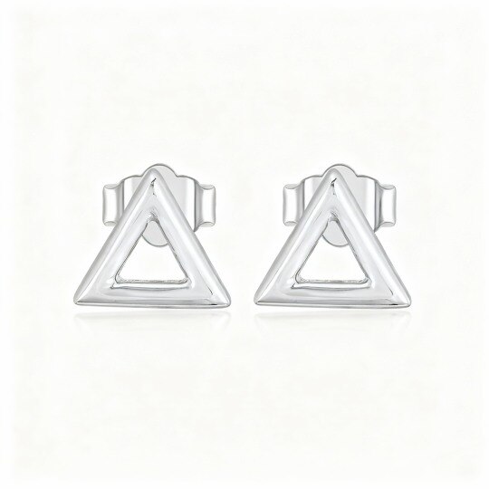 10K White Gold Triangle Stud Earrings