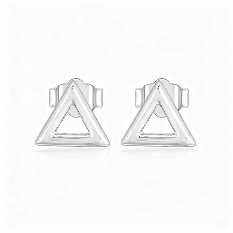 Pendientes triangulares de oro blanco de 14 quilates-1