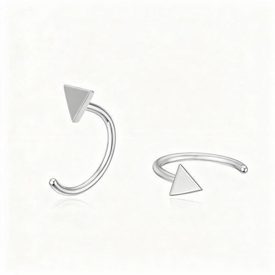 10K White Gold Triangle Stud Earrings