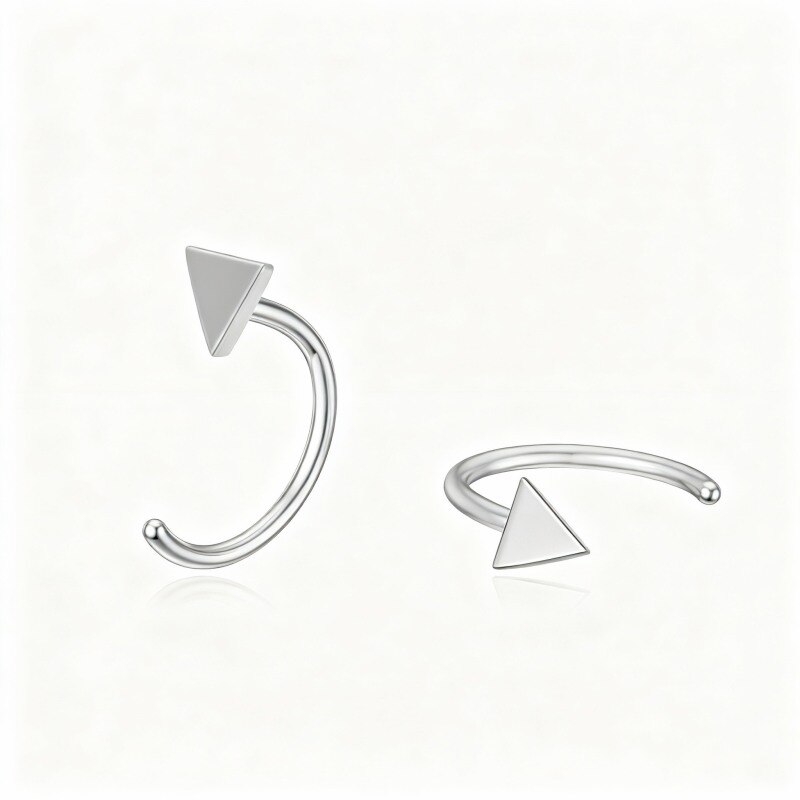 Pendientes triangulares de oro blanco de 10 quilates-1