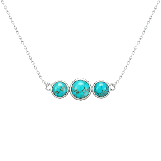 Collana con pendente turchese in oro bianco 10 carati