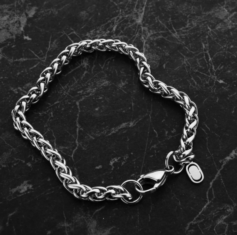 14K White Gold Wheat Chain Bracelet 5mm-3
