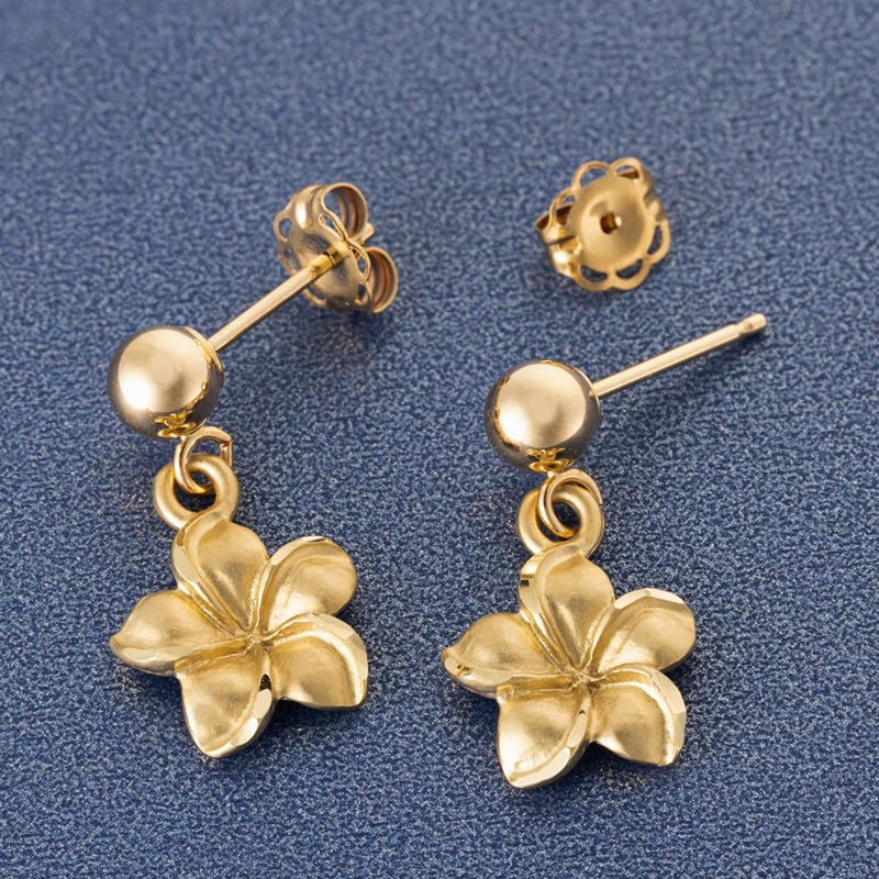 Ohrhänger mit Wildblumenmotiv aus 18-karätigem Gold für Damen-3