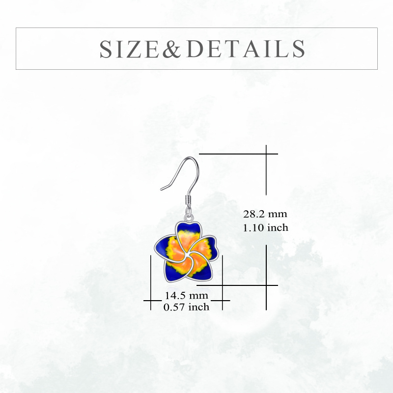 Pendientes colgantes de flores silvestres en oro rosa de 10 quilates-5