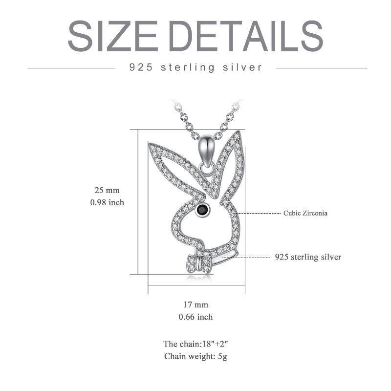 Collar con colgante de lazo de conejo y circonita cúbica en plata de ley-6