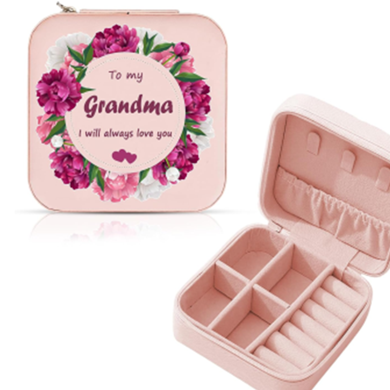 Portable Jewelry Box Small Travel Jewelry Organizer Box Birthday Gifts for Grandma-1