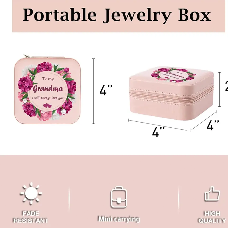 Portable Jewelry Box Small Travel Jewelry Organizer Box Birthday Gifts for Grandma-2