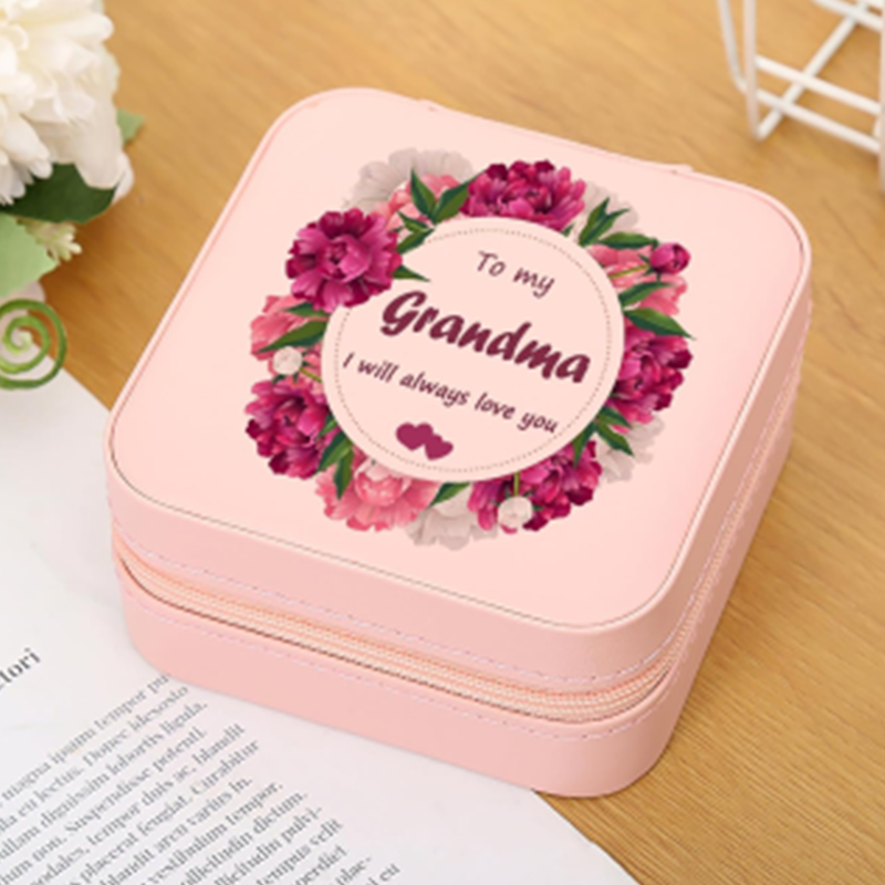Portable Jewelry Box Small Travel Jewelry Organizer Box Birthday Gifts for Grandma-3