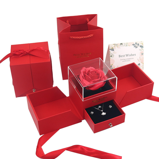 Preserved Rose Flower Jewelry Gift Box for Your Lovely