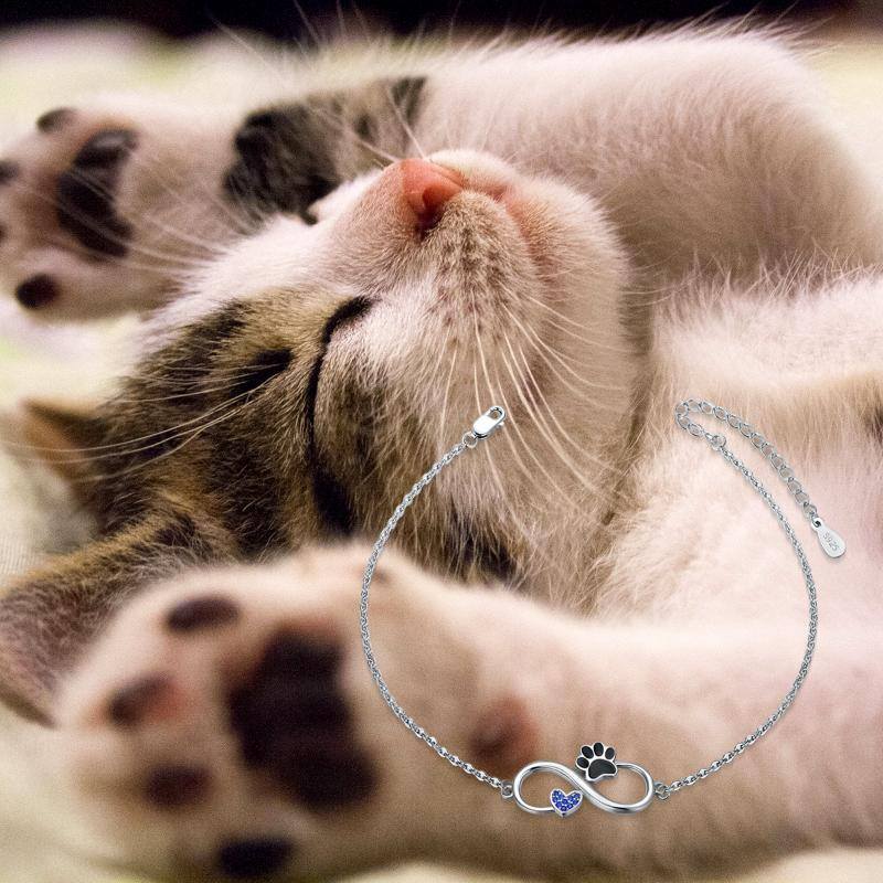 Pulsera con colgante de corazón con símbolo de infinito y circonita cúbica en plata de ley-6