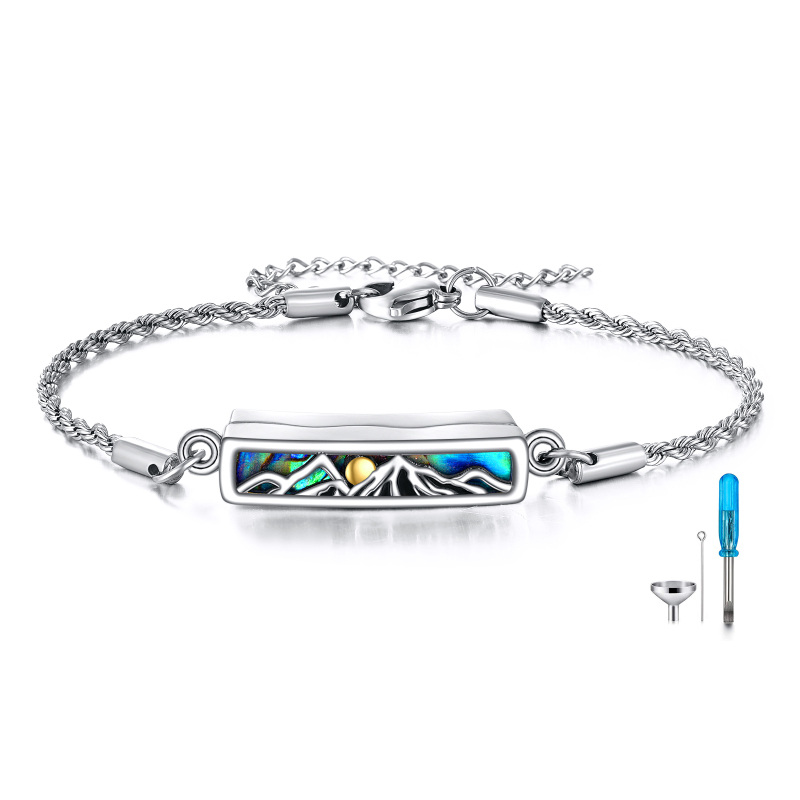 Sterling zilveren Abalone schelpdieren bergen zon Urn armband voor as-5
