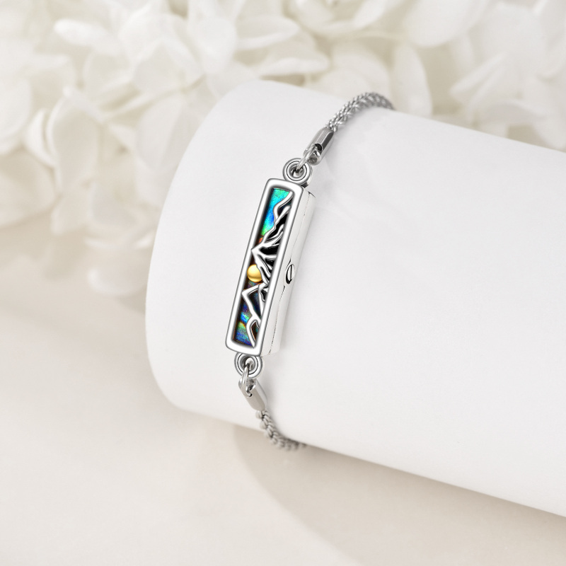Pulseira de urna solar de montanhas de marisco de abalone em prata esterlina para cinzas-3