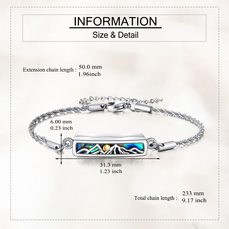 Pulseira de urna solar de montanhas de marisco de abalone em prata esterlina para cinzas-5
