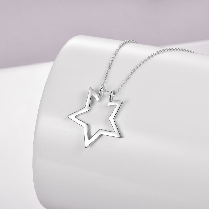 Sterling Silver Star Ring Holder Pendant Necklace-3