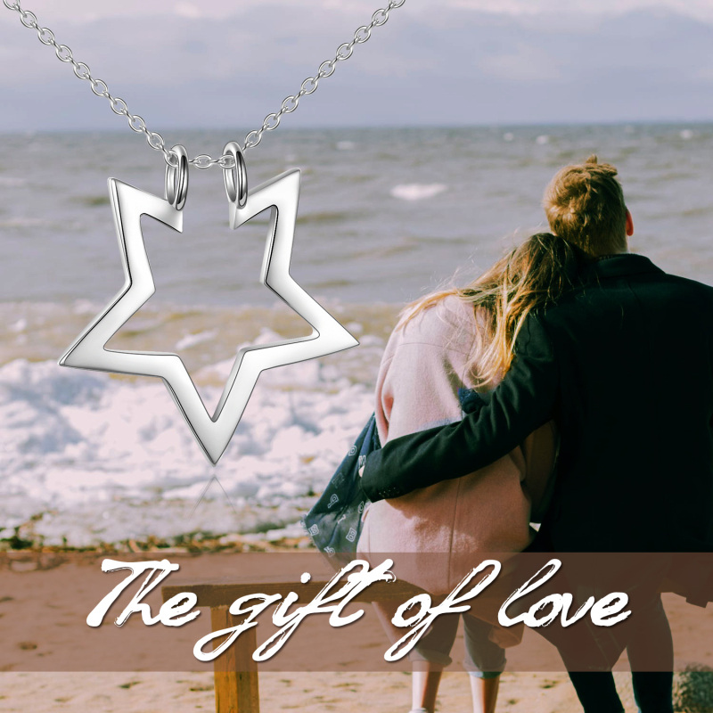 Sterling Silver Star Ring Holder Pendant Necklace-6