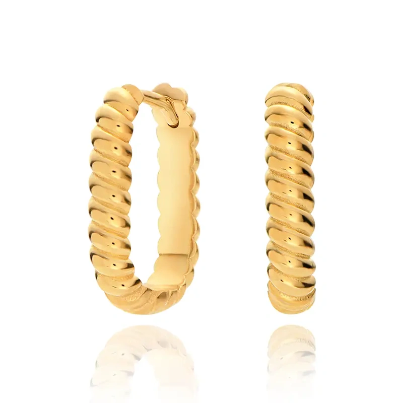 10K Gold Rope Hoop Chain Earrings for Women-1