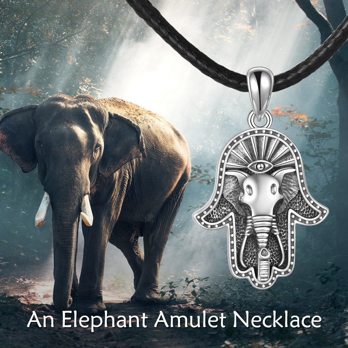 Collier avec pendentif en argent sterling en forme de main d'éléphant Hamsa pour femmes et hommes-6