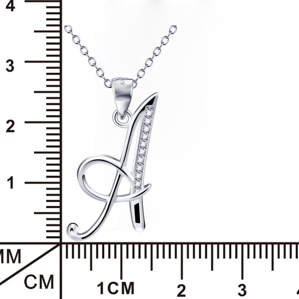 Colar com pingente de letra inicial personalizada de zircônia cúbica de prata esterlina com letra inicial A-5