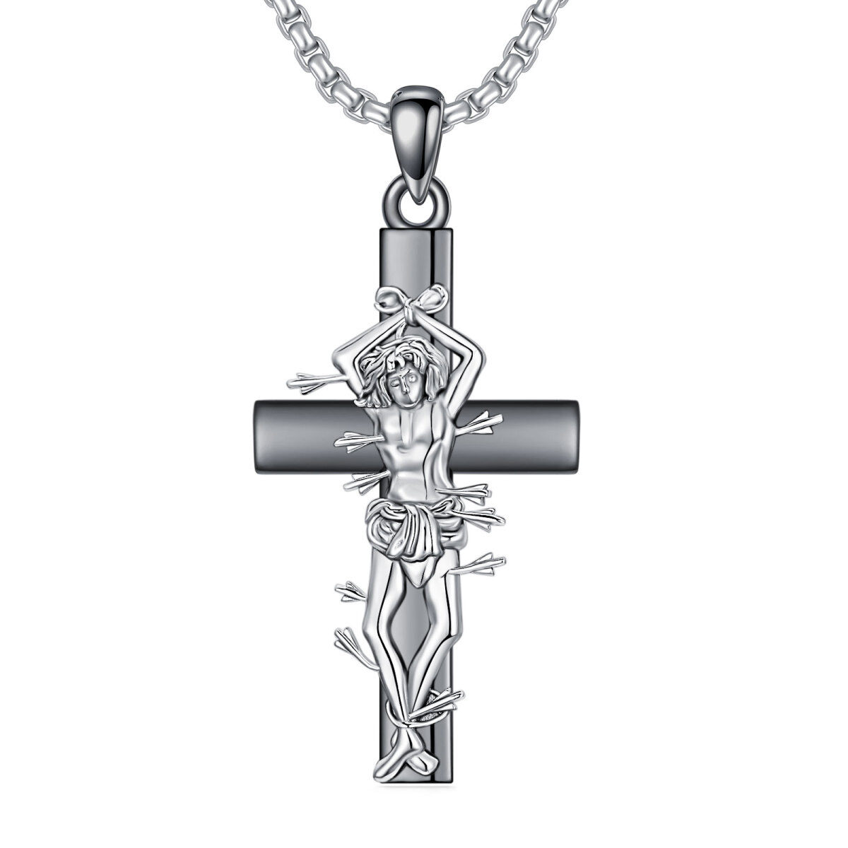 Collana con croce di San Sebastiano S925 Medaglia di San Sebastiano Posso fare ogni cosa attraverso Cristo-1