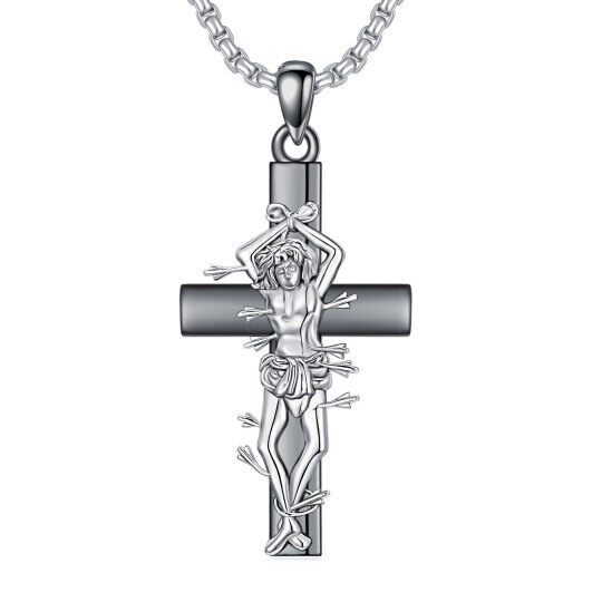 Collar con cruz de San Sebastián S925 Medalla de San Sebastián Todo lo puedo en Cristo