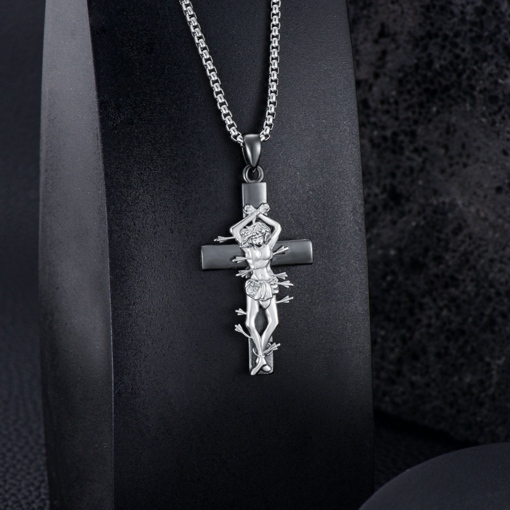 Collana con croce di San Sebastiano S925 Medaglia di San Sebastiano Posso fare ogni cosa attraverso Cristo-5