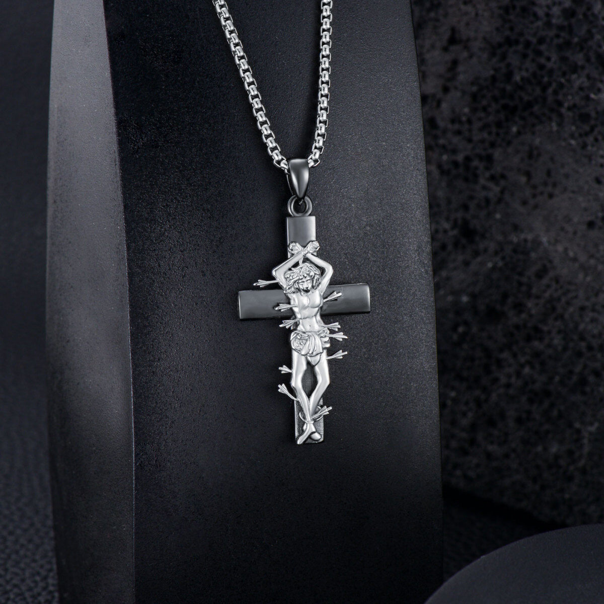 Collana con croce di San Sebastiano S925 Medaglia di San Sebastiano Posso fare ogni cosa attraverso Cristo-5