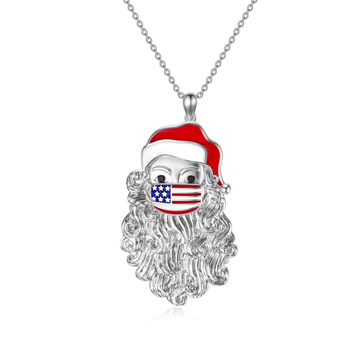 Sterling Silver Santa Claus Pendant Necklace-1