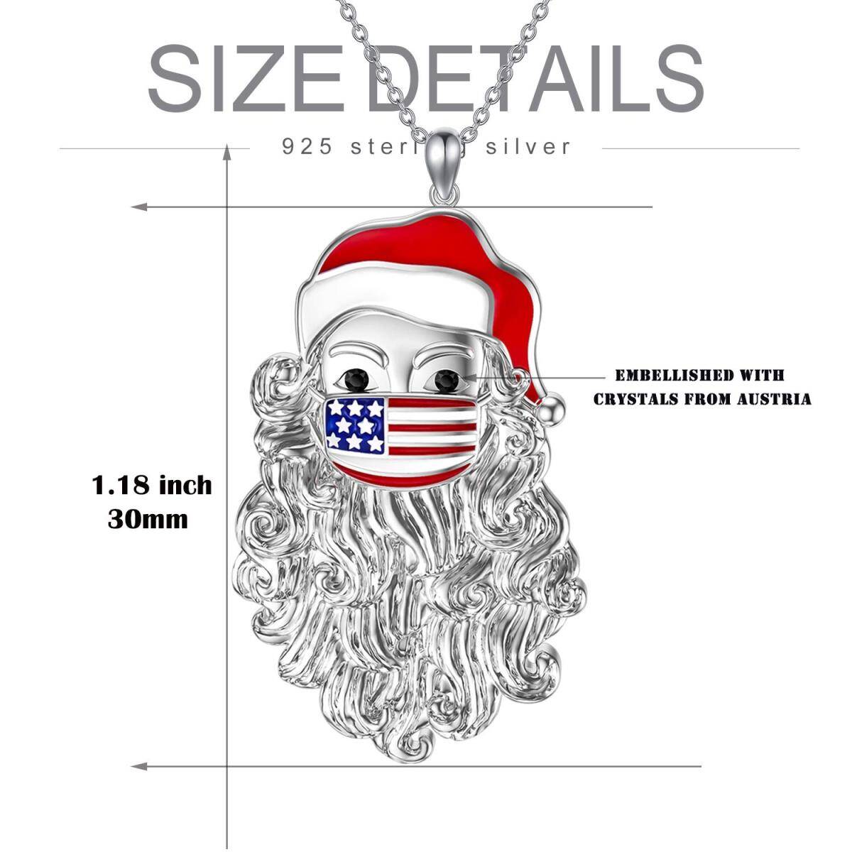 Sterling Silver Santa Claus Pendant Necklace-4