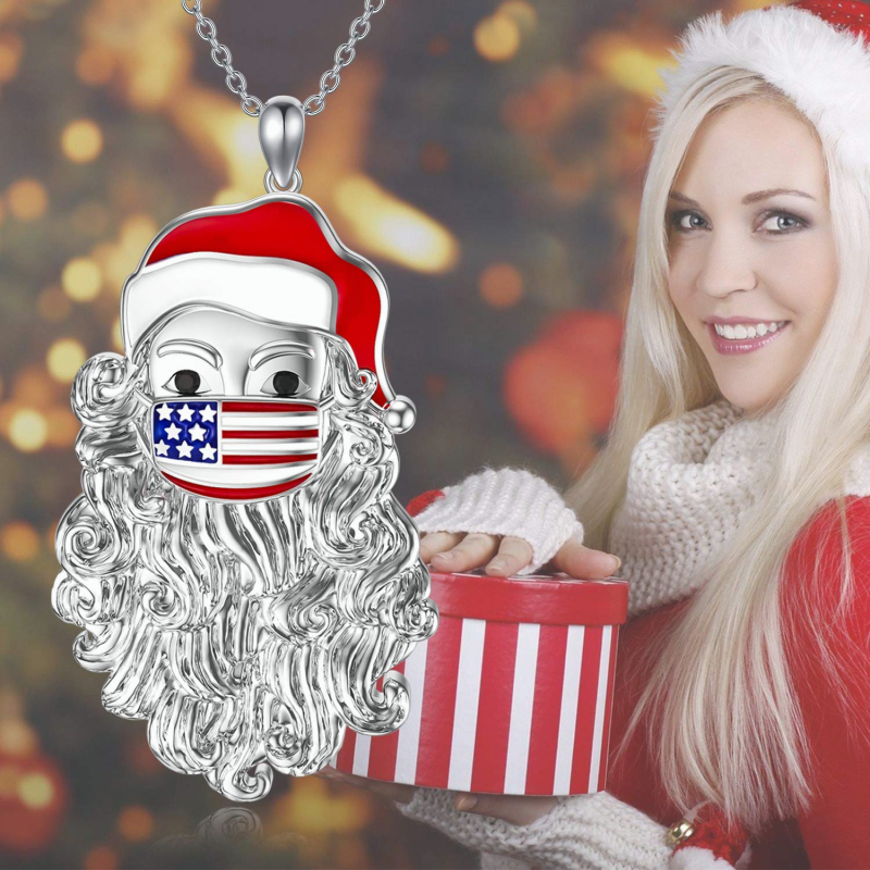 Sterling Silver Santa Claus Pendant Necklace-5