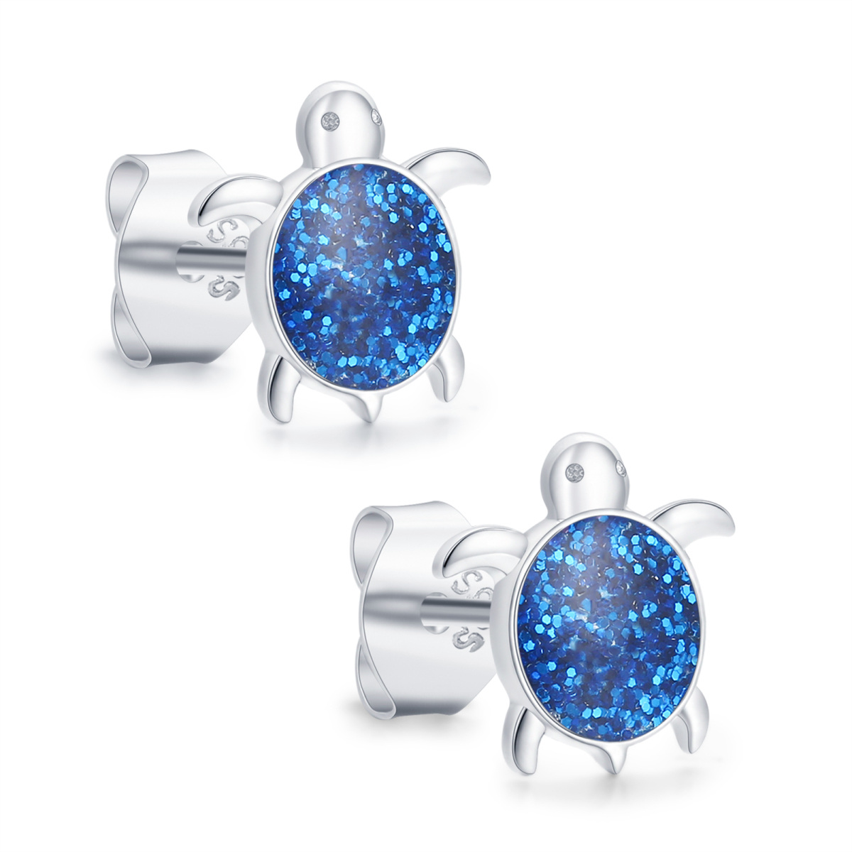 Sterling Silver Tortoise Stud Earrings-1