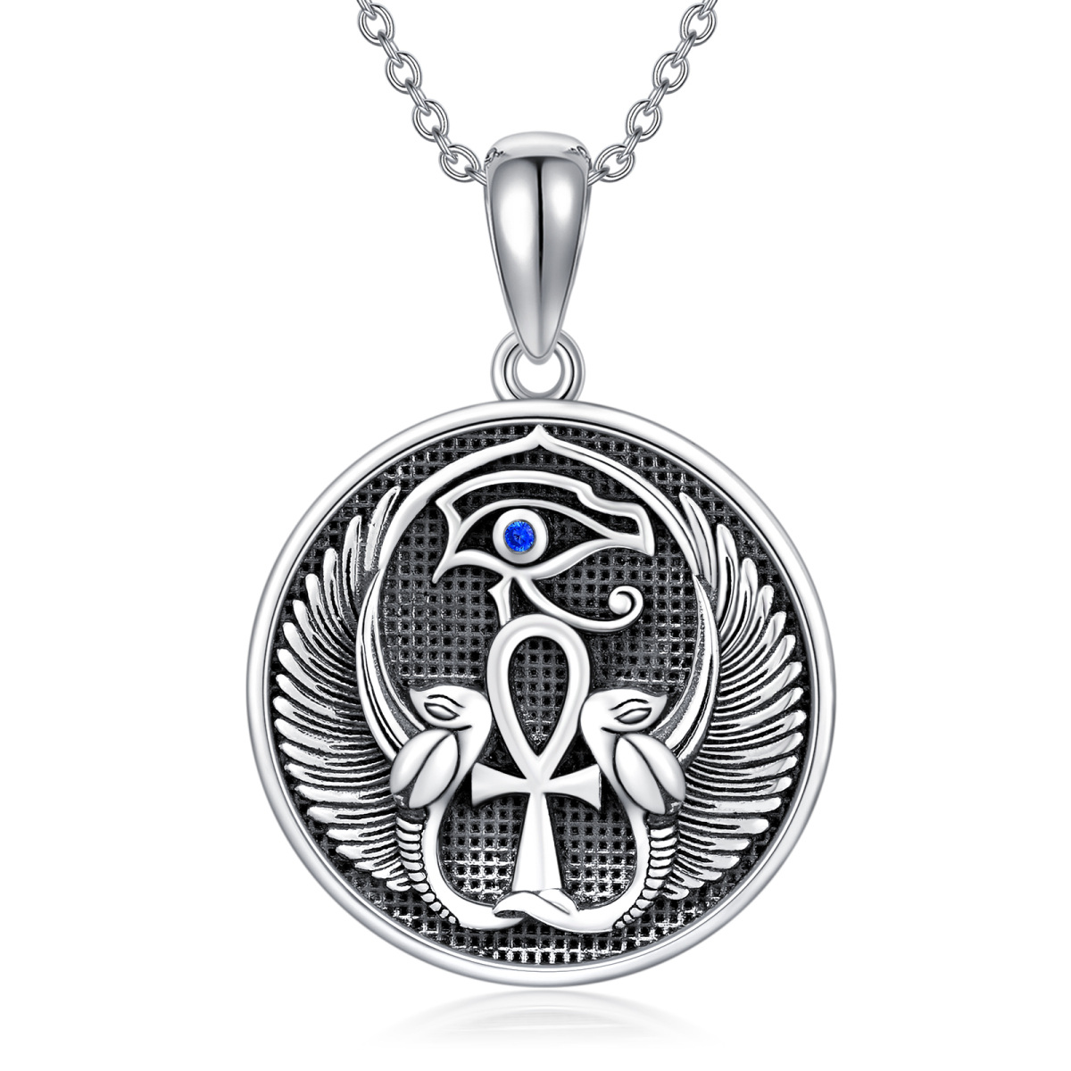 Collar con colgante de ojo de Horus en plata de ley-1